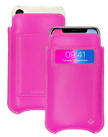 iPhone 15/ 15 Pro Violet Rose Leather Wallet Case with NueVue Patented Antimicrobial, Germ Fighting and Screen Cleaning Technology