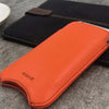 iPhone 15 Pro Max Pouch Case in Kumquat Vegan Leather | Screen Cleaning Sanitizing lining