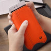 Apple iPhone 12 Pro Max Pouch Case in Kumquat Vegan Leather | Screen Cleaning Sanitizing lining