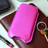 iPhone 8 Plus / 7 Plus Pouch Case in Pink Napa Leather | Screen Cleaning and Sanitizing Lining.