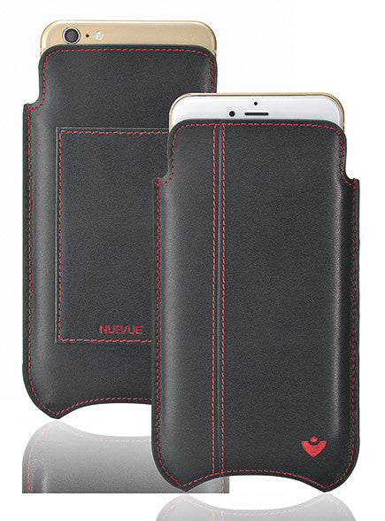 iPhone 6/6s Plus Pouch Wallet Case in Black w/red Stitch Leather iPhone 6/6s Plus Pouch Wallet Case in Black w/red Stitch Leather