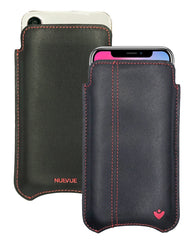 iPhone 13 / 13 Pro Black/Red Leather Case with NueVue Patented Antimicrobial, Germ Fighting and Screen Cleaning Technology