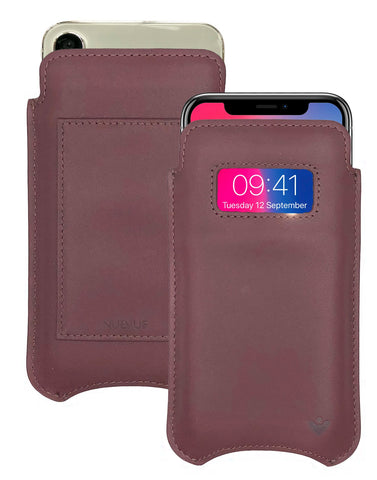 iPhone 13 / 13 Pro Chocolate Brown Leather Wallet Case with NueVue Patented Antimicrobial, Germ Fighting and Screen Cleaning Technology