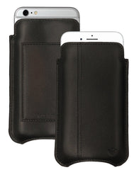iPhone 6/6s Plus Wallet Case in Black Genuine Leather w/ Black Stitching | Screen Cleaning Sanitizing Lining.