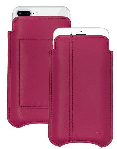 iPhone 8 Plus / 7 Plus Wallet Case in Samba Red Genuine Leather | Screen Cleaning Sanitizing Lining.