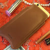 iPhone 6/6s Plus Pouch Case in Tan Napa Leather | Screen Cleaning Sanitizing Lining.