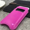 Apple iPhone 12 Pro Max Sleeve Case | Pink Leather | Screen Cleaning Sanitizing Lining | Smart Window