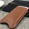 iPhone SE-2020 Sleeve Case in Tan Napa Leather | Screen Cleaning and Sanitizing Lining.