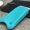 iPhone 8 Plus / 7 Plus Sleeve Case in Blue Faux Leather | Screen Cleaning Sanitizing Lining.