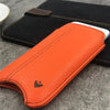 iPhone SE-2020 Pouch Case in Orange Faux Leather | Screen Cleaning and Sanitizing Lining