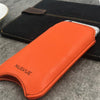 iPhone 8 / 7 Pouch Case in Orange Faux Leather | Screen Cleaning and Sanitizing Lining |  Smart Window