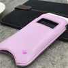 iPhone SE-2020 Pouch Case in Purple Faux Leather | Screen Cleaning and Sanitizing Lining | Smart Window .