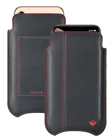 NueVue iPhone 11/iPhone XR Wallet Case Napa Leather | Black | Sanitizing Screen Cleaning Case