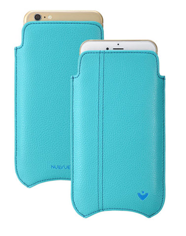 iPhone 8 / 7 Case in Blue Faux Leather | Screen Cleaning and Sanitizing Lining.