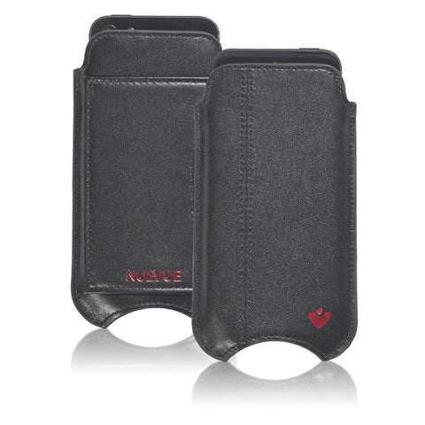 iPhone SE-1st Gen, 5 Pouch Wallet Case in Black Napa Leather | Screen Cleaning Sanitizing Lining