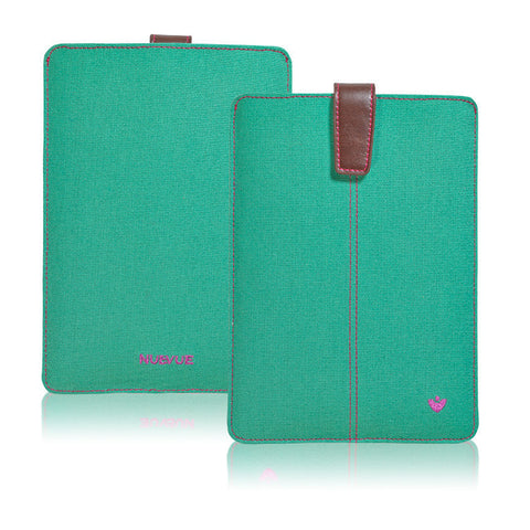 iPad mini Sleeve Case in Canvas Aqua Green | Screen Cleaning Sanitizing Lining.