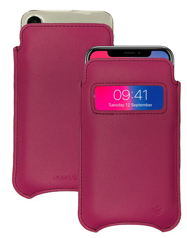 iPhone 15 / 15 Pro Samba Red Leather Case with NueVue Patented Antimicrobial, Germ Fighting and Screen Cleaning Technology