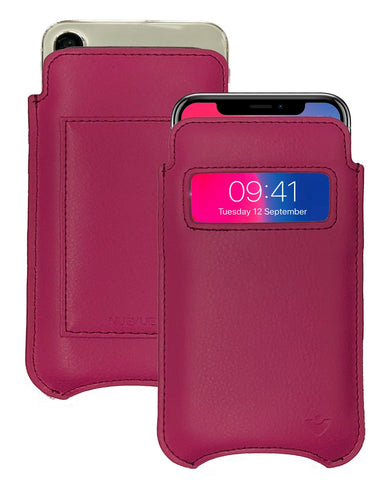 iPhone 15 / 15 Pro Samba Red Leather Wallet Case with NueVue Patented Antimicrobial, Germ Fighting and Screen Cleaning Technology