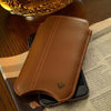 iPhone 6/6s Plus Pouch Case in Tan Napa Leather | Screen Cleaning Sanitizing Lining.