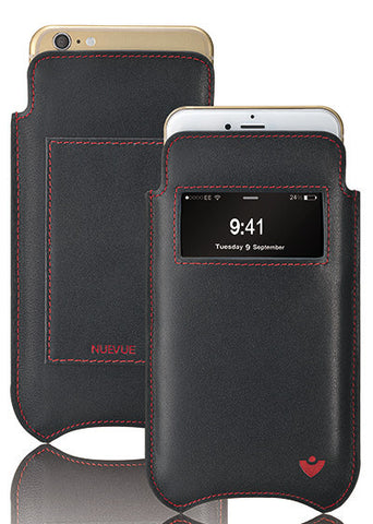 Apple iPhone 12 Pro Max Wallet Case in Black Leather | Screen Cleaning Sanitizing Lining | smart window