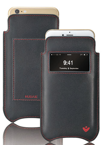 NueVue iPhone 11/iPhone XR Wallet Case Napa Leather | Black | Sanitizing Screen Cleaning Case