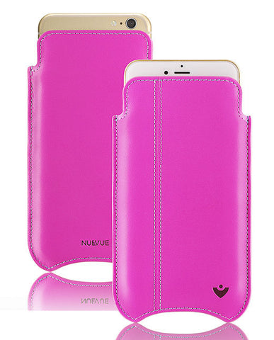 iPhone SE-2020 Pouch Case in Pink Napa Leather | Screen Cleaning and Sanitizing Lining.