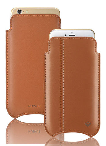Apple iPhone 13 mini Sleeve Case | Saddle Brown Napa Leather | Sanitizing Screen Cleaning Lining