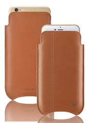 Apple iPhone 12 mini Sleeve Case | Saddle Brown Napa Leather | Sanitizing Screen Cleaning Lining