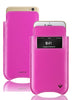 Apple iPhone 12 Pro Max Sleeve Case | Pink Leather | Screen Cleaning Sanitizing Lining | Smart Window