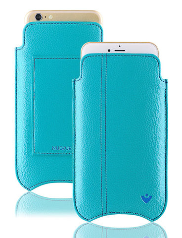 Apple iPhone 12 Pro Max Wallet Case in Teal Blue Vegan Leather | Screen Cleaning Sanitizing Lining