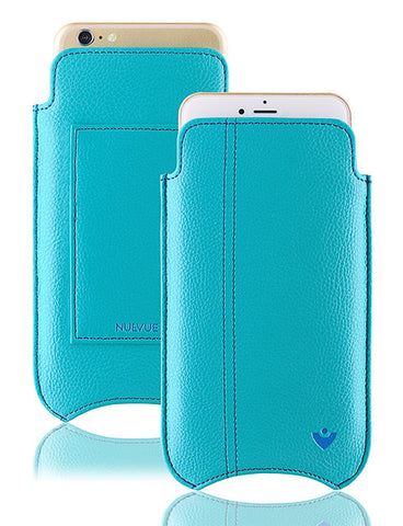 iPhone 6/6s Plus Wallet Case in Teal Blue Vegan Leather | Screen Cleaning Sanitizing Sleeve Case