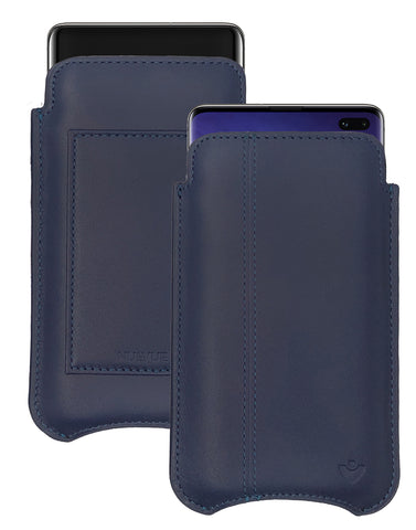 Samsung Galaxy S10+ Blueberry Blue Leather Wallet Screen Cleaning Case | NueVue