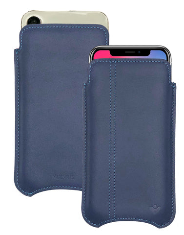 iPhone 13 / 13 Pro Blueberry Blue Leather Case with NueVue Patented Antimicrobial, Germ Fighting and Screen Cleaning Technology