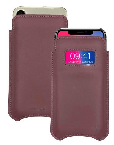 iPhone 13 / 13 Pro Chocolate Brown Leather Case with NueVue Patented Antimicrobial, Germ Fighting and Screen Cleaning Technology