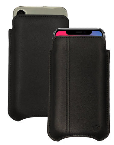 iPhone 14 / 14 Pro Pirate Black Leather Case with NueVue Patented Antimicrobial, Germ Fighting and Screen Cleaning Technology