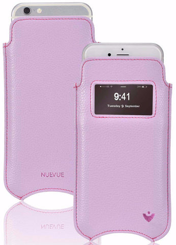Apple iPhone 12 mini Pouch Case | Purple Vegan Leather | Screen Cleaning Sanitizing Lining | smart window