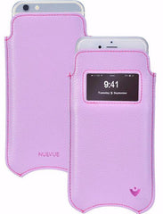 Apple iPhone 13 Pro Max Sleeve Case in Sugar Purple Vegan Leather | Screen Cleaning Sanitizing Lining | Smart Window