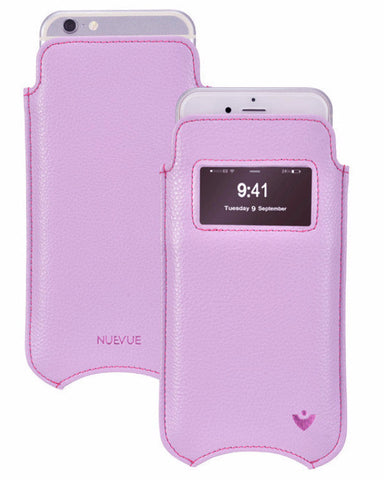 Apple iPhone 13 mini Pouch Case | Purple Vegan Leather | Screen Cleaning Sanitizing Lining | smart window