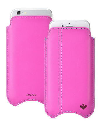 iPhone 8 Plus / 7 Plus Pouch Case in Pink Napa Leather | Screen Cleaning and Sanitizing Lining.