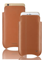 iPhone 8 Plus / 7 Plus Case in Genuine Tan Leather | Screen Cleaning Sanitizing Lining.