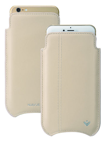 White Leather 'Screen Cleaning' iPhone 6/6s pouch case with antimicrobial lining
