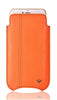 iPhone 8 / 7 Pouch Case in Orange Faux Leather | Screen Cleaning and Sanitizing Lining