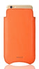 iPhone 8 / 7 Pouch Case in Orange Faux Leather | Screen Cleaning and Sanitizing Lining