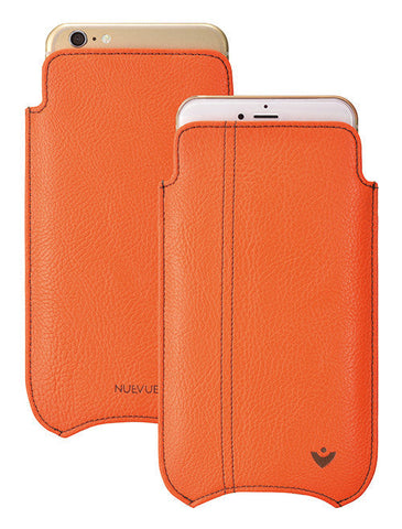 Apple iPhone 13 Pro Max Pouch Case in Kumquat Vegan Leather | Screen Cleaning Sanitizing lining