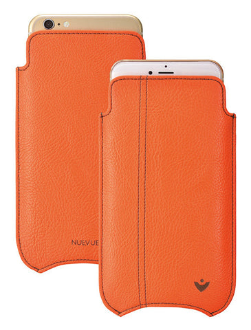 iPhone 6/6s Plus Case in Orange Vegan Leather | Screen Cleaning Sanitizing Lining.