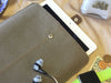 iPad Sleeve Case in Khaki Cotton Twill | Screen Cleaning Sanitizing Lining.