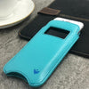 iPhone SE-2020 Wallet Case in Blue Faux Leather | Screen Cleaning Sanitizing Lining | Smart Window