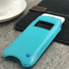 iPhone 8 / 7 Wallet Case in Blue Faux Leather | Screen Cleaning Sanitizing Lining | Smart Window