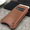 iPhone 8 Plus / 7 Plus Case in Tan Napa Leather | Screen Cleaning Sanitizing Lining | Smart Window.