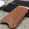 iPhone 8 Plus / 7 Plus Case in Tan Napa Leather | Screen Cleaning Sanitizing Lining | Smart Window.